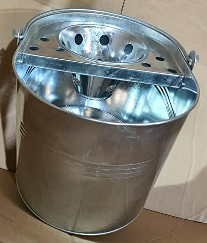 Industrial Galvanized Steel Metal Mop Bucket 13L litres Large Galvanised Reinforced Heavy Duty Thick Metal Steel Mop Bucket for Home Office General Cleaning
