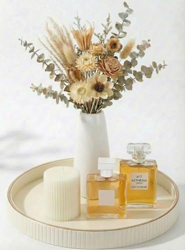 KINGFOM 小物置き 香水置き ジュエリートレイ アクセサリー 香水収納 小物入れ 高級PUレザー 円形トレイ 卓上インテリア 小物トレイ (オフホワイト)