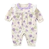 Baby nest ベビー服 女の子 カバーオール ロンパース 長袖 赤ちゃん服 前開き 子供服 新生児服 かわいい 花柄 73 6-9ヶ月