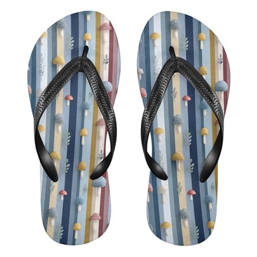 Flip Flop Sandals Mushroom Stripe Print for Women Men Beach Outdoor XS