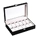 Produktbild JOMSK Uhrenboxen 12 Slots hölzerner Uhr-Anzeigen-Kasten Glasspitzenschmucksache-Taschen-Uhr-Sammlung Aufbewahrungsbox Organizer Haushalt Schmuck Aufbewahrungsbox aus Holz Schmuck