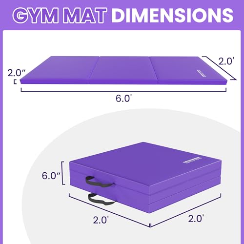 image for Fitvids Folding Exercise Gymnastics Mat for Tumbling, 2'x6'x2