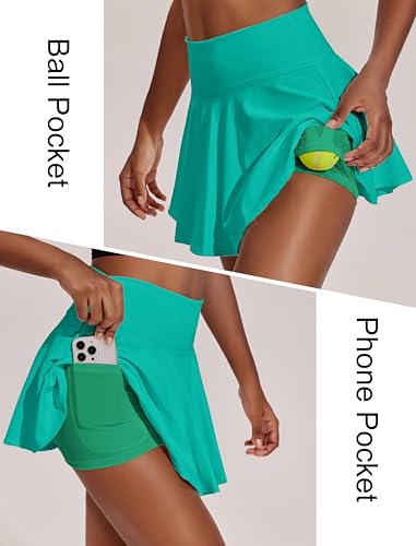 Image of PINSPARK Womens Tennis Skirt Pleated Athletic Skirts with Pockets Shorts High Waisted Golf Skort for Workout Pickleball
