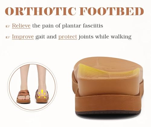 KuaiLu Womens Dressy Orthotic Flip Flops Trendy Comfortable Cushion Recovery Walking Criss Cross Thong Sandals Lightweight Yoga Foam Summer Slides with Plantar Fasciitis Arch Support4