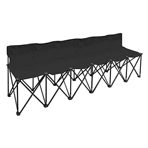 Strong Camel Portable 6 Seater Team Sports Sideline Bench Sits Outdoor Waterproof Folding Foldable (Black)