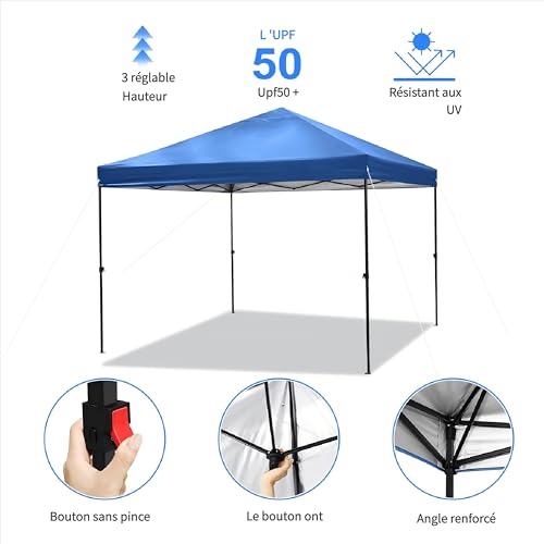 Image of COBIZI Waterproof Stable Winterproof Pavilion with Bag with Wheels,Pop Up Folding Pavilion Party Tent,1 Person Install Sun Protection Garden Pavilion for Beach Wedding Camping