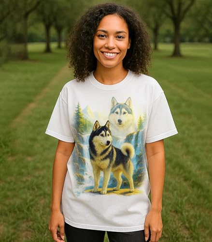 White Tshirt for Dog Mom & Dad -100% Cotton - Dogs in Nature Graphic Tees for Men & Women2