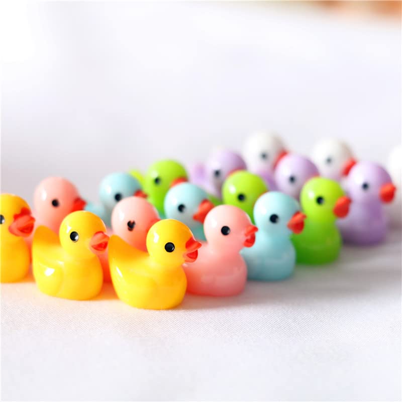 100 Mini Patos De Resina Luminosos – 10 Colores Para Decoración De Miniaturas