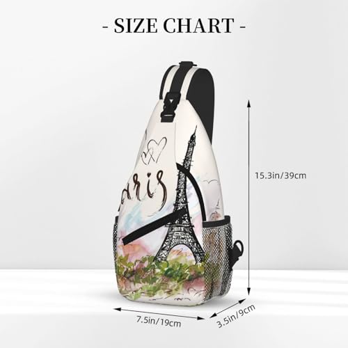 Sac à dos à bandoulière léger imprimé Tour Eiffel stylé - 2