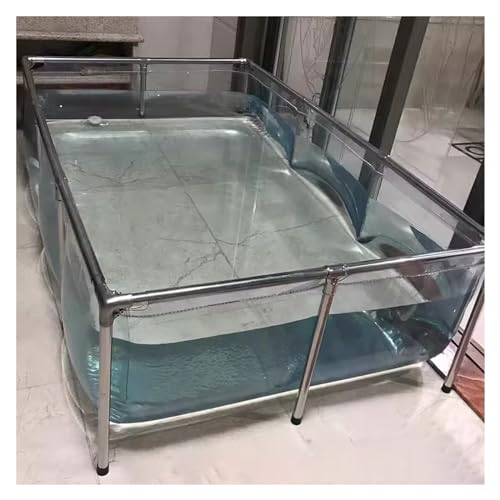 Piscina elevada de PVC Transparente - Pecera Plegable Grande con Soporte de Metal para Cultivo de koi, riego agrícola y Almacenamiento de estanques - Lona Resistente