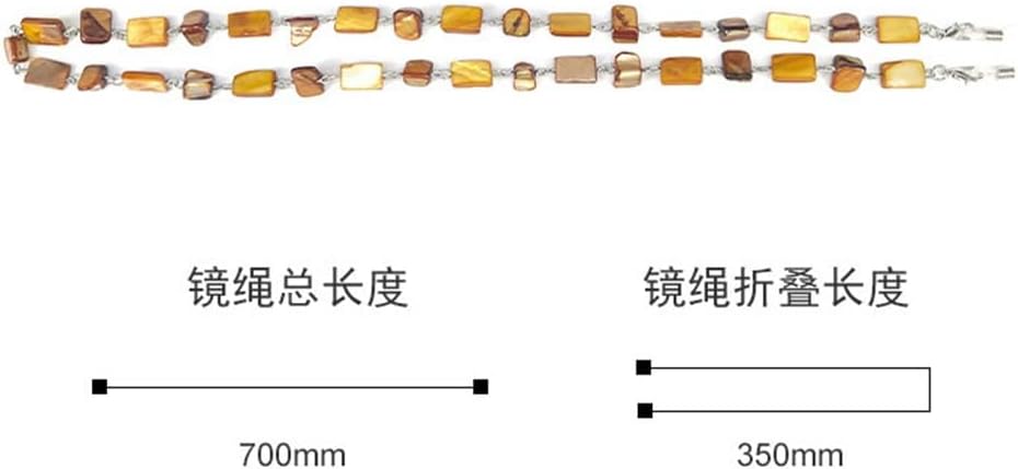 Square Stone Eyeglasses Chain Amber Color Anti-Lost Rope Mouthpiece Neck