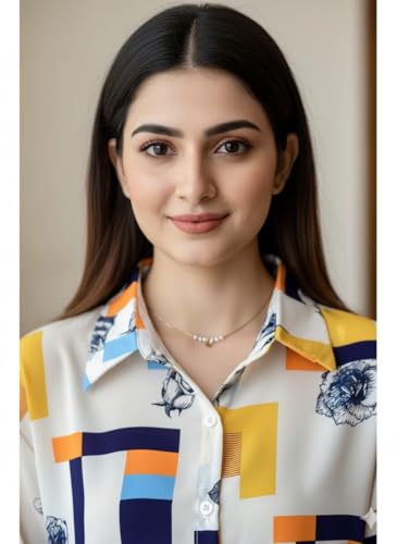 Image of Trendy Queen Women's Printed Straight Mandarin Neck Shirt for Women's | Tops for Woman Shirts | Shirt for Women Stylish Western (SD778 S)