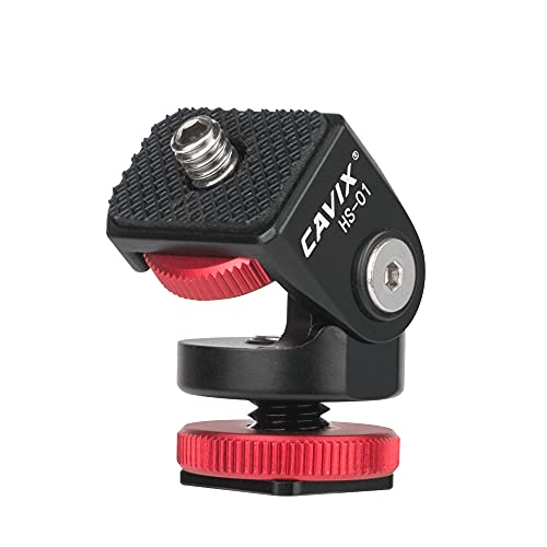 CAVIX Camera Mini Hot Shoe Mount Adapter Tripod Head with 1/4" Screw for DSLR Camera, Microphone, LED Ring Light Photo Studio Photography Video Fill Light Compatible for Canon Nikon Sony Cameras HS-01