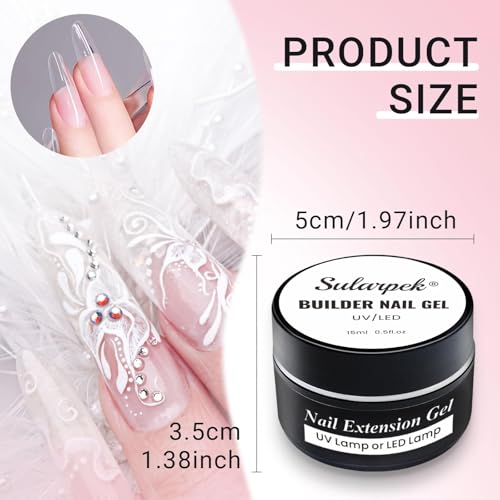 Sularpek 2 Pcs 15 ml Builder Gel for Nail Extensions Split Nail Repair, Reinforcement, and Art Design (Clear) - Image 2