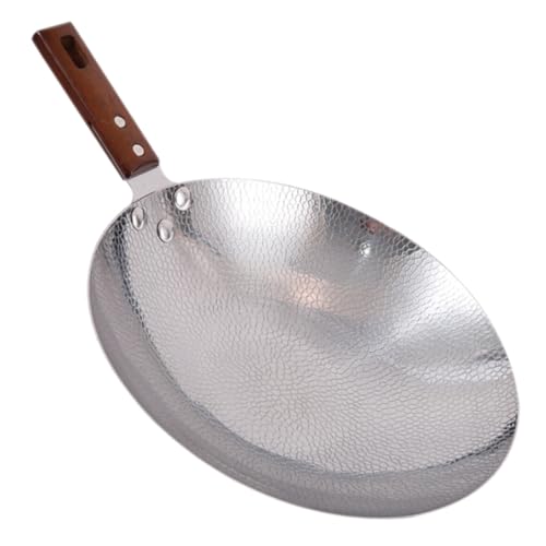 Wok de acero inoxidable con mango ergonómico de madera miniatura 1
