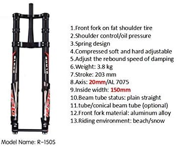 NBPOWER 26 * 4.0 Bike Air Fat Fork- Oil Spring Suspension Fork, Snow/Beach Fat KKE Fork 26 * 4.0 Tires, Alloy Material Fit 4.0 Tire Mountain Bike
