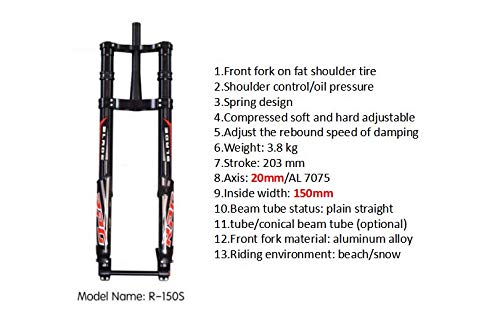 Nbpower 26 * 4.0 Bike Air Fat Fork- Oil Spring Suspension Fork, Snow/Beach Fat Kke Fork 26 * 4.0 Tires, Alloy Material Fit 4.0" Tire Mountain Bike #TOP5