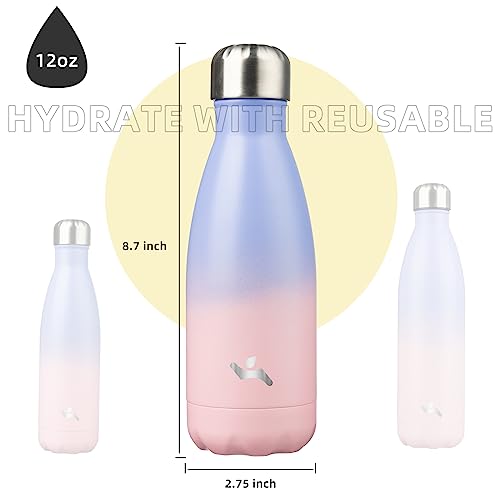Image of Konokyo Insulated Water Bottles,12 oz Double Wall Stainless Steel Vacumm Metal Flask for Sports Travel,Pastel Sunset