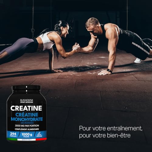 Bandini® Créatine Monohydrate Poudre 1 kg 100% Pure pour l‘Entraînement de Force | Creatine Micronisée 1kg Haut dosage Sport & Fitness | Pre Workout Puissant | 292 Portions | Micronized Vegan Powder – Image 3
