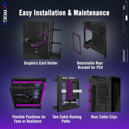 Image of ASUS ROG Cronox ARGB Gaming PC Case, x4 ARGB Fans, Curved Tempered Glass, GPU's up to 400mm, BTF Compatible, 9.2 inch Screen