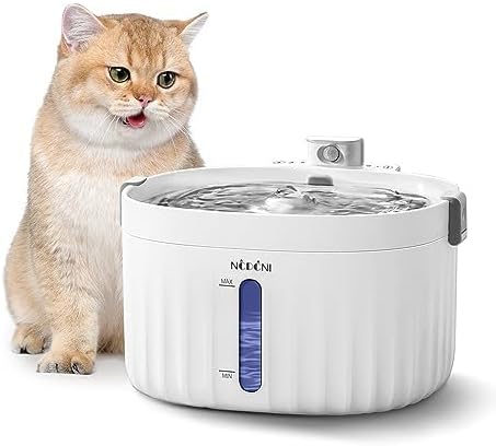 NCDCNI - Fuente de agua inalámbrica para gatos, dispensador de agua para gatos de 2 L67 onzas con bomba inteligente y luz LED, fuente de agua