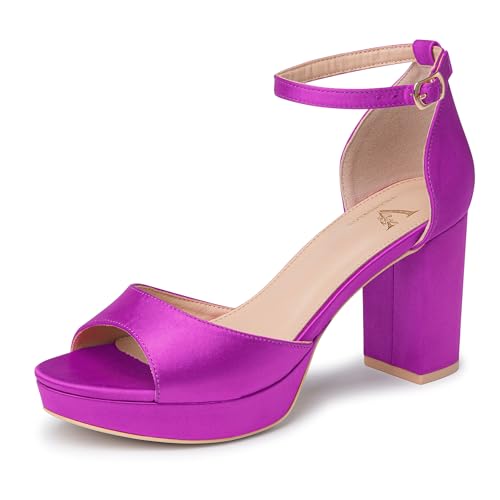 Image of High Heels Chunky Platform Heels for Women Ankle Strap Comfy Open Toe Block Heeled Sandals Party Prom Wedding Dress Pumps