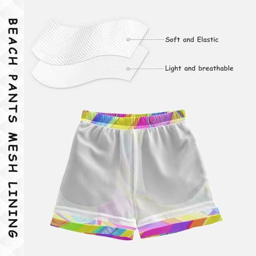 Boys Beach Board Shorts Tennis Ball Stripe Swim Trunk Teen Swimwear4