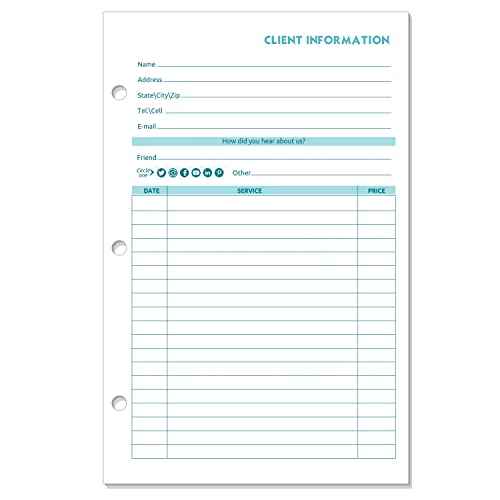 Client Data Binder Einlegekarten für Friseure, Salon, Kosmetikerin, Spa, Nagelstudios, Kosmetikerinnen usw. 14 x 21,6 cm, 100 Karten pro Packung Cover