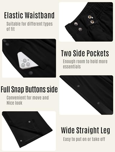 Deyeek Women's Tear Away Pants Side Split Snap Open Bottom Sweatpants Leg Breakaway Post Surgery Pants with Pockets4