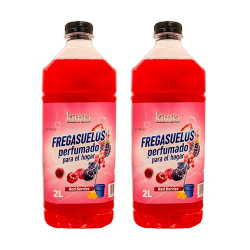 KIMIA - Fregasuelos Red Berries Pack 2 x 2L | Fregasuelos Perfumado para Hogar | Limpiador de Suelo | Limpieza Profunda | Aroma a Frutos Rojos | Fragancia Fresca y Duradera | Todo Tipo de Superficies