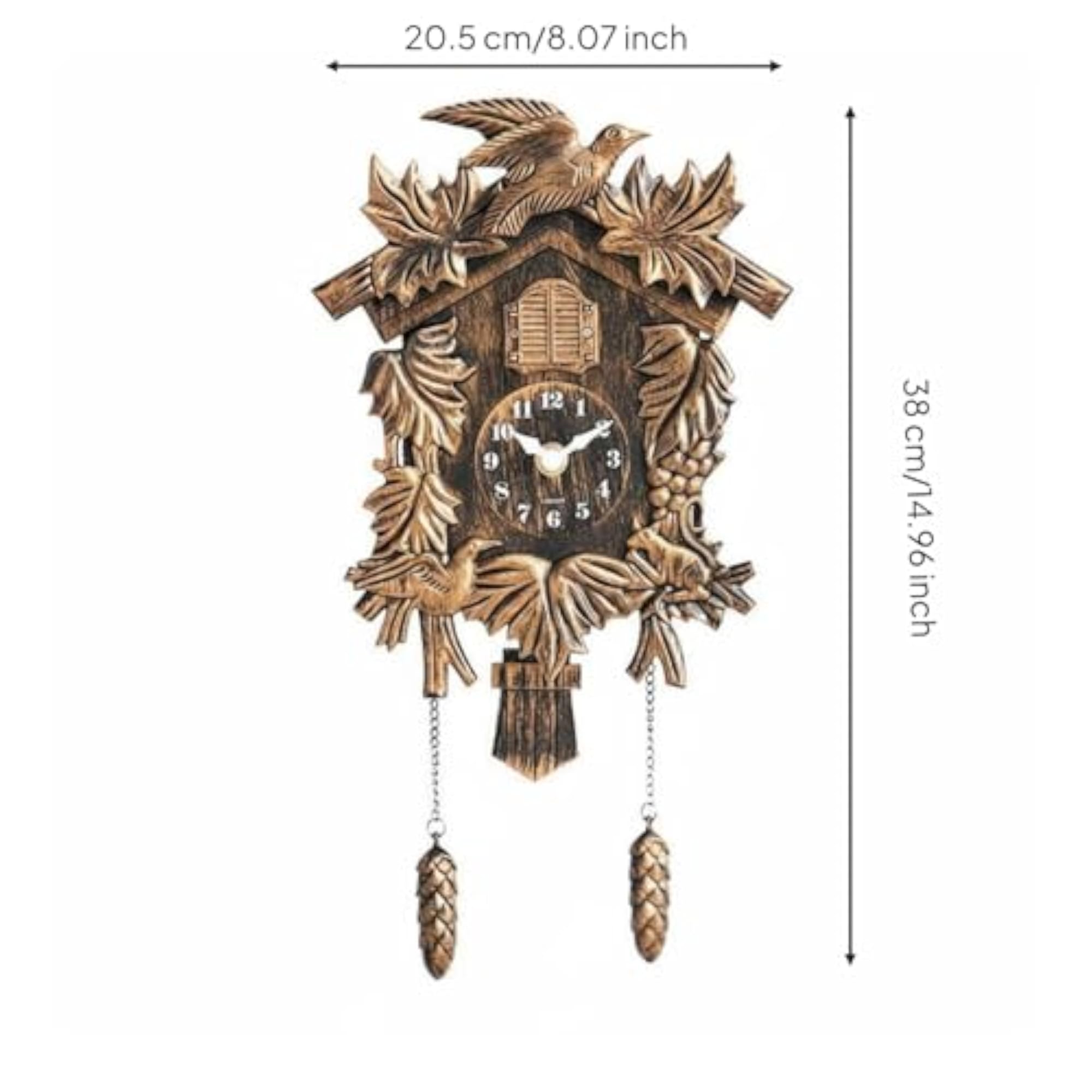 Hourly Chime Cuckoo Timepiece with Decorative Bird Design, Bronze