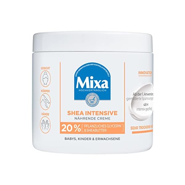 Mixa Shea Intensive Nährende Creme mit 20% pflanzlichem Glycerin und Sheabutter für sehr trockene Haut, für Gesicht…