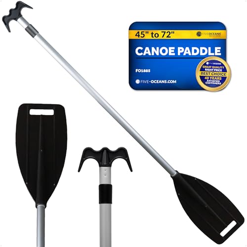 Five Oceans Canoe Paddle, Telescoping Canoe Paddles and Boat Hook, Black, Extend from 3.75 Ft. to 6...