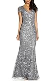 Adrianna Papell Women's Beaded Mermaid Gown Grey