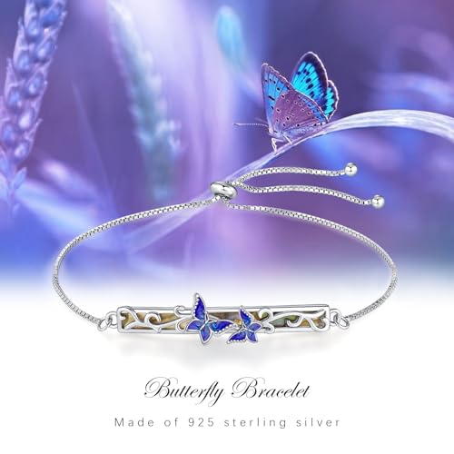 Image of Dragonfly Bracelet 925 Sterling Silver Butterfly Bracelet Adjustable Celtic Moon Bracelet Irish Celtic Jewelry Gifts for Women