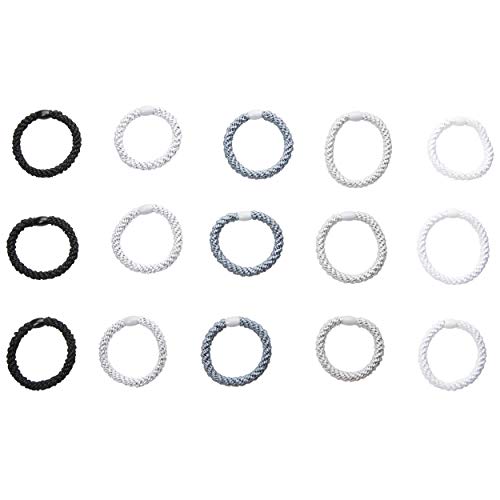 L. Erickson Grab & Go Ponytail Holders, Light Silver Metallic, Set Of Fifteen - Exceptionally Secure With Gentle Hold #TOP2