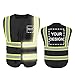 YOWESHOP High Reflective Visibility Safety Vest Custom Your Logo Safety Workwear with Reflective Strips and Front Zipper(Black-Green Webbing L)