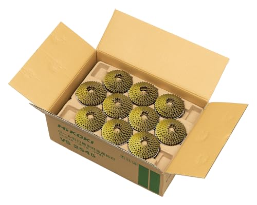 HiKOKI VS2545 Clavos de conexión para alambre, Longitud total 1.8 pulgadas (45 mm) x diámetro del eje 0.1 pulgadas (2.5 mm), rollo, para uñas neumáticas, para madera, 300 piezas x 30 rollos, recubrimiento amarillo, forma convexa miniatura 2