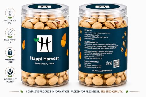 Image of Happi Harvest Premium California Roasted & Salted Pistachios 200g | Healthy Snacks, Dry Fruits, Pista | Tasty & Healthy | High in Protein & Dietary Fiber | Low Calorie Nuts