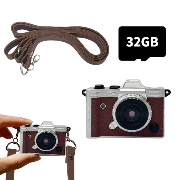 HARU ミニデジタルカメラ Retro Camera ミニカメラ 小型カメラ レトロ 韓国 エモイ Y2K アルミ かわいい 日本語説明書付き (ブラウン, 32GBmicroSDカードあり)