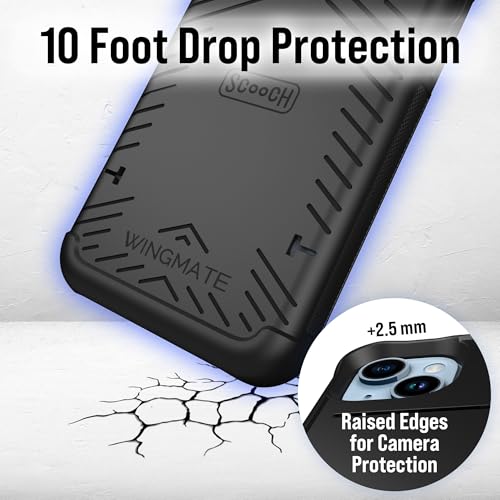 Image of Scooch for iPhone 13 Mini Case with Card Holder, Wingmate Wallet Case with Hidden Card Slot and RFID Protection for up to 4 Cards, 10-Foot Drop Protection, Black