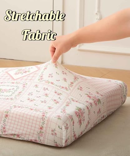Image of SDY Jersey FloralCrib Sheets for Baby Girls,52 inchx28 inchx8,2 Pack,Pink Flower Standard Oval /Retangle Crib Mattress Sheets for Toddler,Super Soft Breathable
