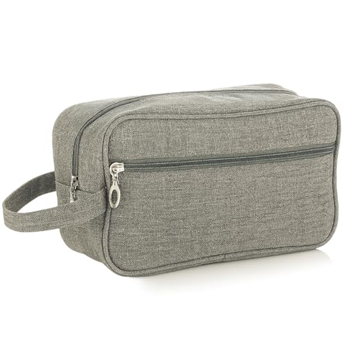 Necessaire Masculina para Viagem Nylon com Alça Lateral Dois Compartimentos Bolsa de Toilette Executiva Organizador Perfumes Shampoo (CINZA)