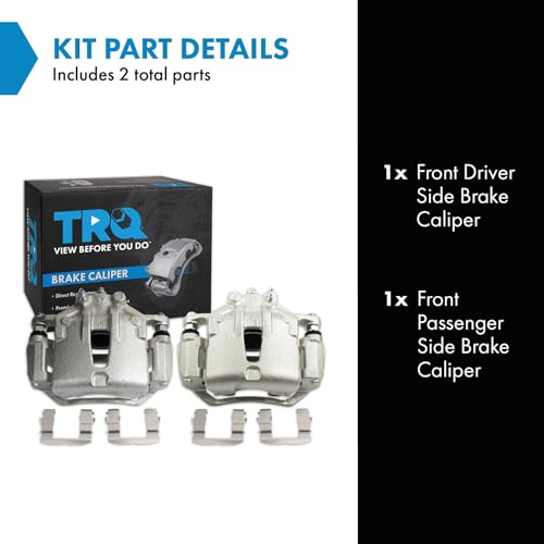 Image of TRQ Front Driver and Passenger Side Brake Caliper Set Caliper Brackets Hardware Compatible with 09 Hyundai Elantra Touring, 10-12 Elantra Touring GLS, 10-12 SE, 10-13 Kia Forte EX