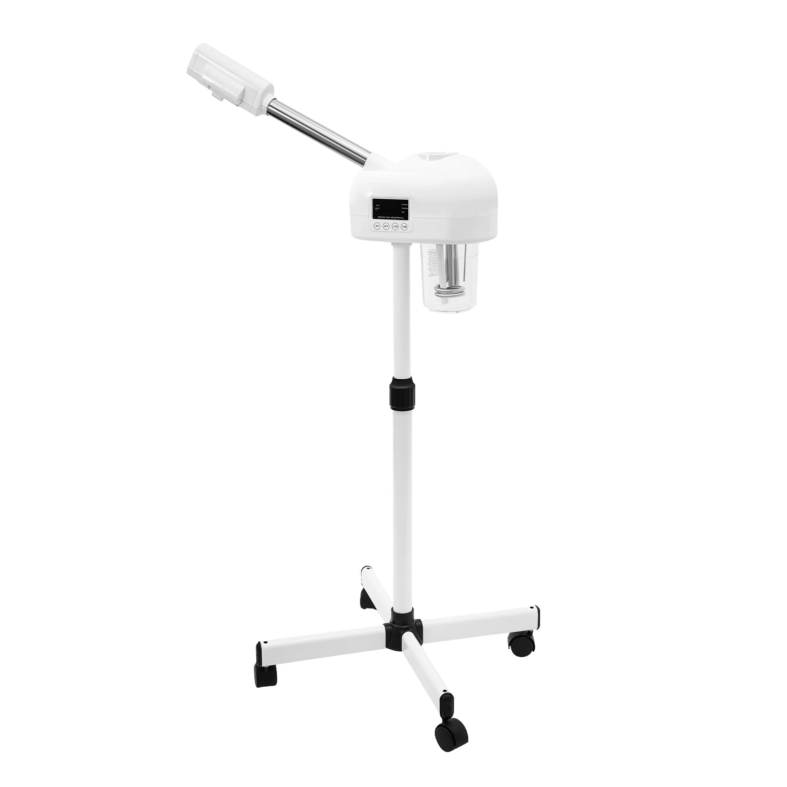 Głęboka pielęgnacja twarzy | zbiornik 750 W i 600 ml | timer 0-20 min | obracany o 360° | regulacja wysokości (58-68 cm) | z wyświetlaczem LCD i kółkami