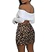 Women's Leopard Cheetah Stretch High Waist Ruched Bodycon Skirts Double Layer Sexy Club Tight Mini Skirt (2869 Black Leopard L)