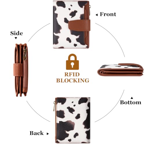 Image of Airkit Small Wallet Women RFID Blocking Soft Leather Bifold Compact Card Holder Wallet for Women with Zipper Coin Pocket 4 ID Window