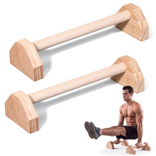 Silipull 2 Pcs Wooden Parallettes Bars Push up Stands 15.7/19.7 Inch Push up Bars Calisthenics Equipment Non Slip Base Solid Portable Exercise Home Workout Equipment for Strength Training(15.7 Inch)