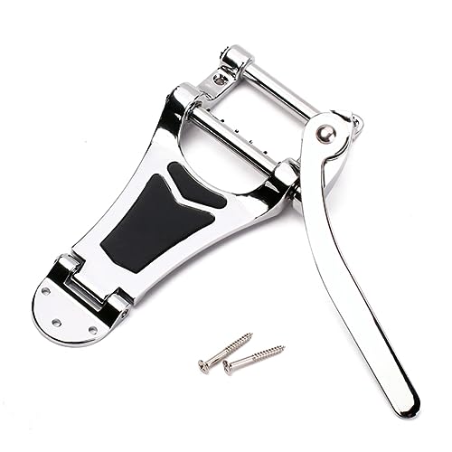 BESTonZON Chrome Vibrato Tailpiece Hollow Semi-hollow Jazz Guitar Bridge Manual Vibrato Tailpiece for Guitar
