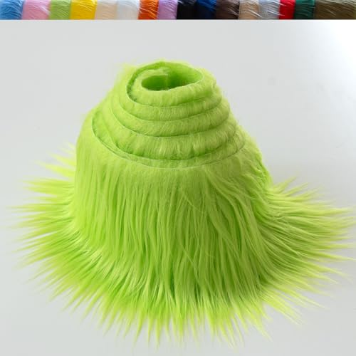 CNSUPMK Plush Faux Fur Fabric Precut Strips Fluffy Fuzzy Craft Furr for Crafts Gnomes Animal Costumes Cushions Decorations (Green 2*62 inch)